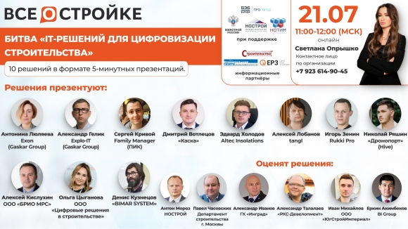 В эфире «ВСЁ О СТРОЙКЕ» российские IT-компании представят на суд девелоперов 11 сервисов