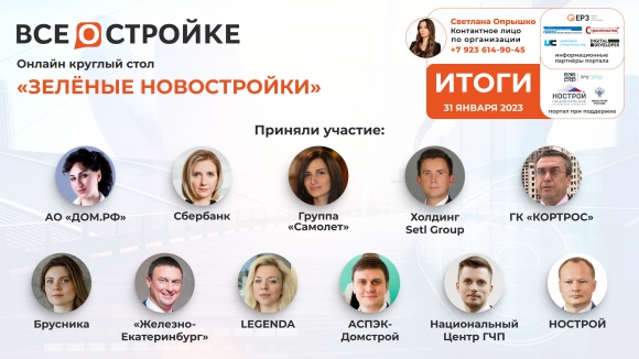 Сбербанк и ДОМ.РФ в эфире «ВСЁ О СТРОЙКЕ» рассказали о поддержке «зелёного» строительства